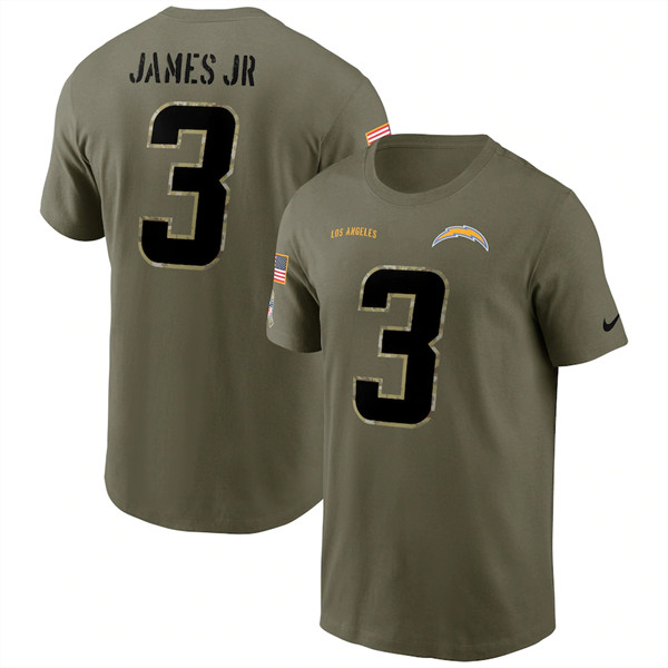 Men's Los Angeles Chargers #3 Derwin James 2022 Olive Salute to Service T-Shirt